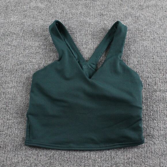 Alo Yoga Sports Bra Womens Small Airbrush Real Bra Tank Green Crop Top Athletic - Picture 5 of 10